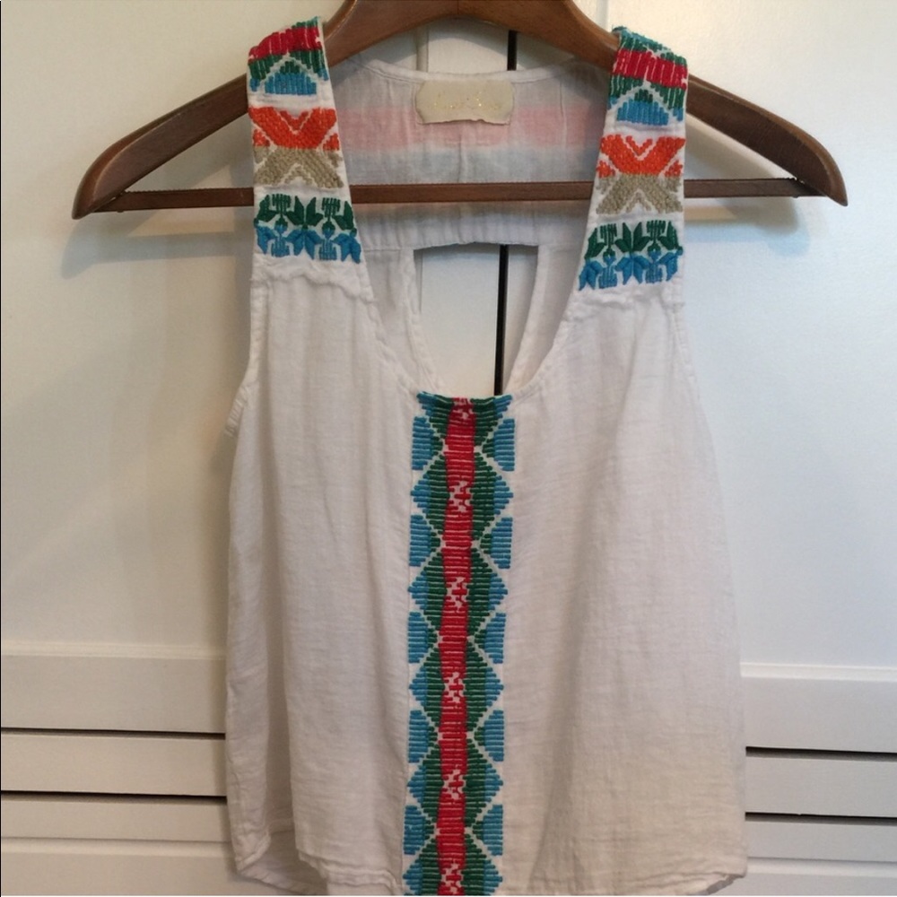 Love Sam tank top. Light weight embroidered.